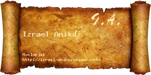 Izrael Anikó névjegykártya
